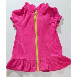 ❤️‍🔥$4~ Pink Platinum Little Girls Hooded Zip Up Coverup, Fuchsia, Size